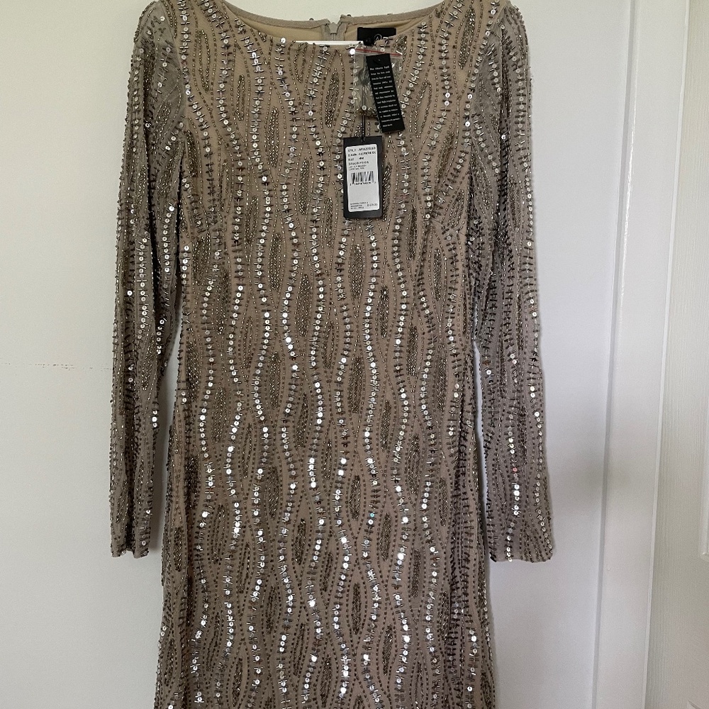 Adrianna Papell Sequin Long Sleeve Dress.